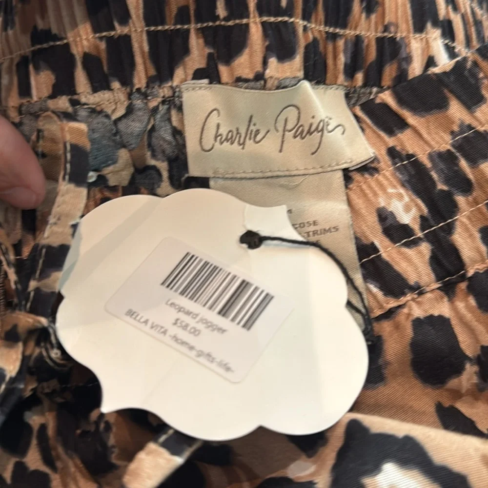 **NWT** Charlie Paige Leopard Print Joggers - Picture 6 of 6